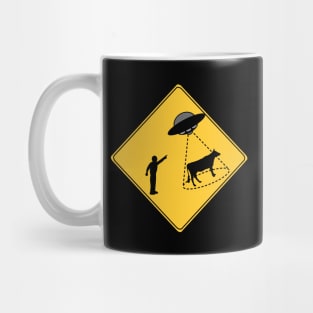 Road Sign Cow and UFO Mug